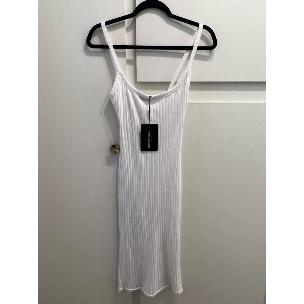 Pretty Little Thing White Ribbed Midi Dress - 4